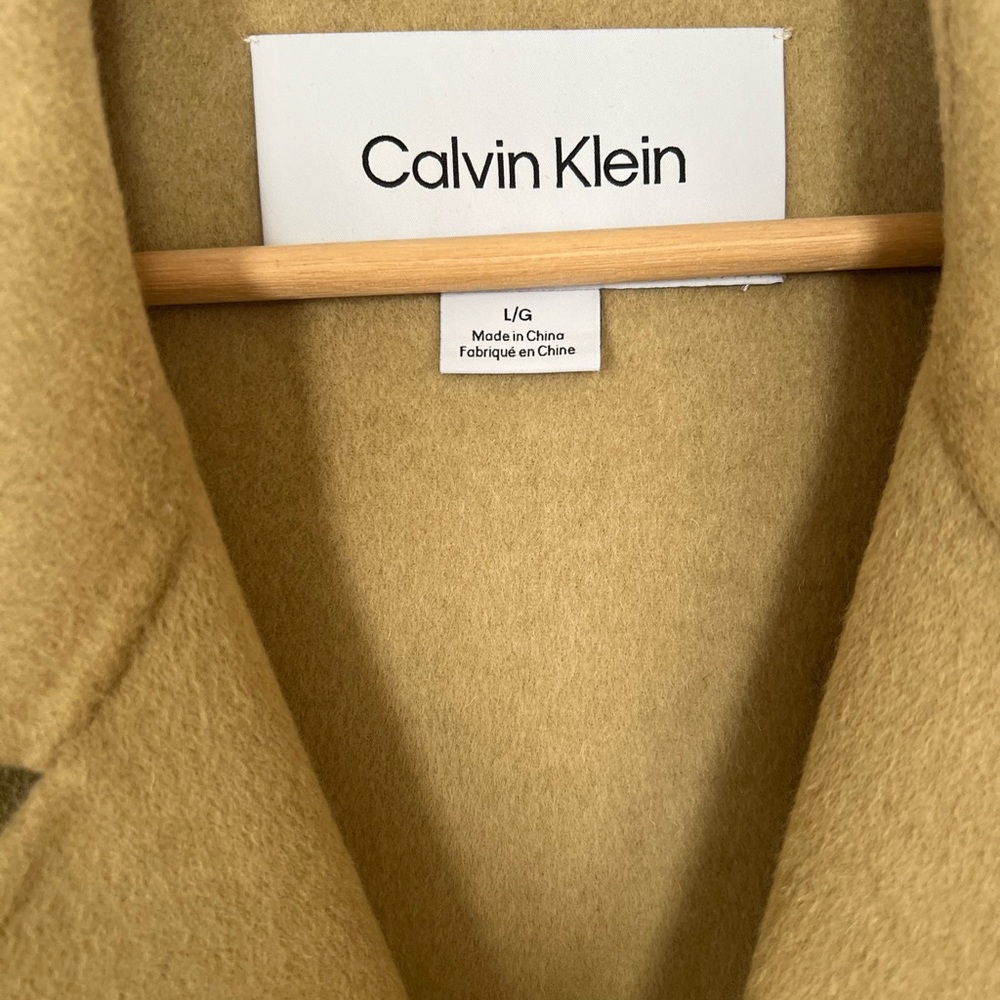 Men’s Calvin Klein Wool Blend Camel Colored Coat Large